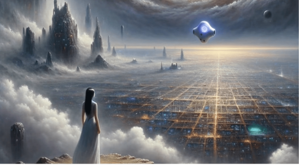 Ai Generated future world in gray tones